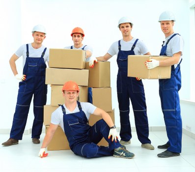 Moving van loaded with boxed household items