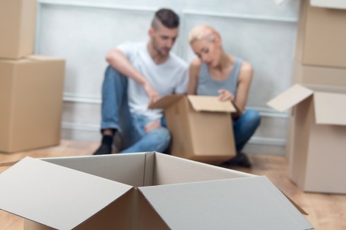 IT equipment and office furniture being handled during a Nottinghill relocation