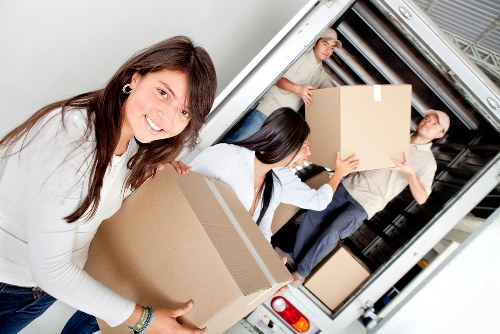 Professional removals team working in a London street