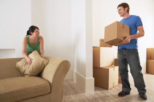 Packing boxes and furniture ready for a Notting Hill removal van