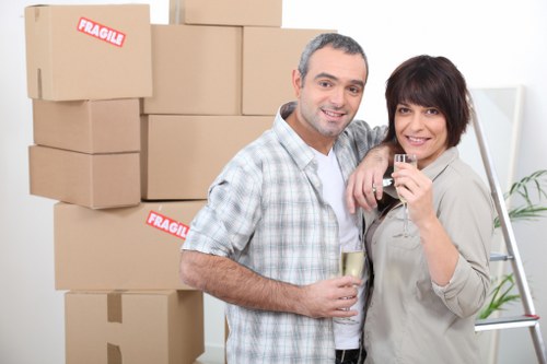 Packed boxes and furniture prepared for same day removals