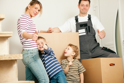 Household items prepared for transport during a Notting Hill removal service